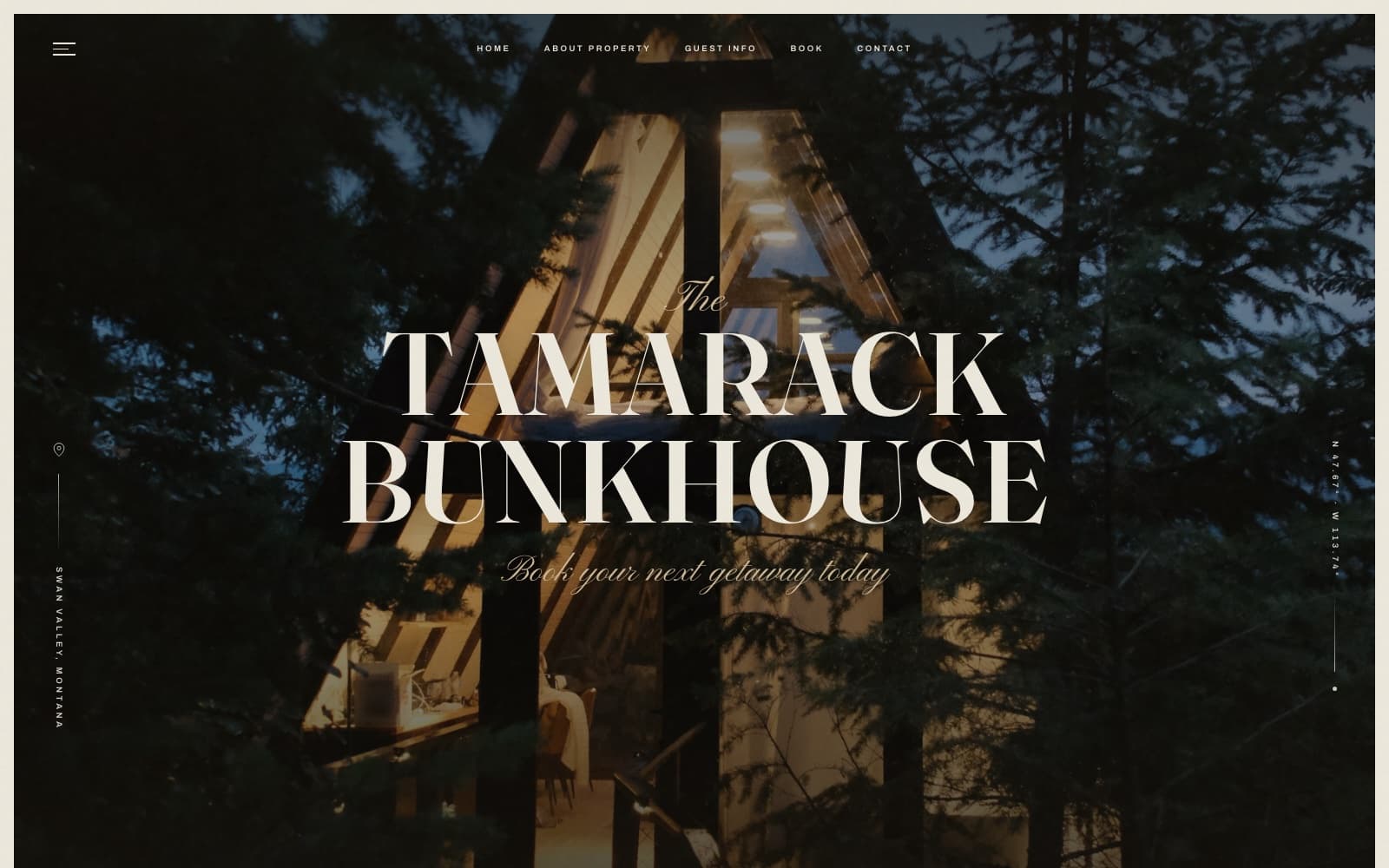 Tamarack · Hospitality, cabin rental