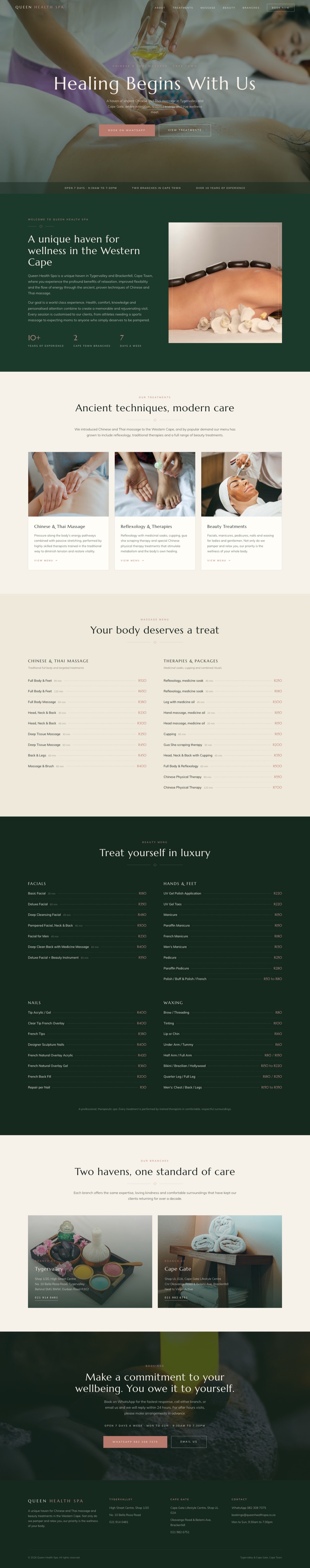 Queen Health Spa concept homepage